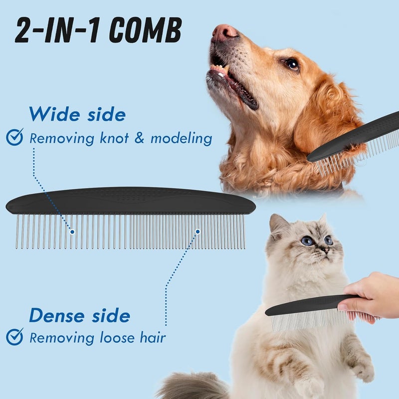 Docrok Pet Grooming Combo: Undercoat Rake, Dematting Deshedding Brush for Long-Haired Dogs and Cats, Black - Image 3